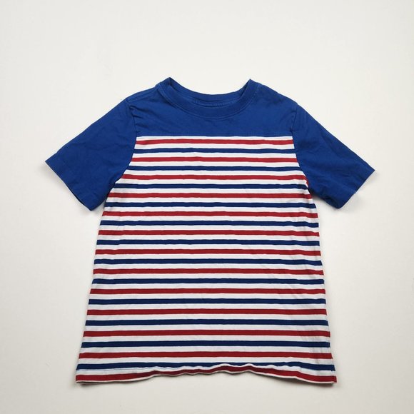 Hanna Andersson Red White Blue Patriotic Striped Short Sleeve Shirt 130 cm US 8 - Picture 1 of 5